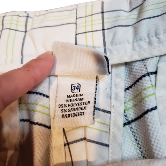 Slazenger White Green Checked Golf Shorts 34 - Picture 3 of 4